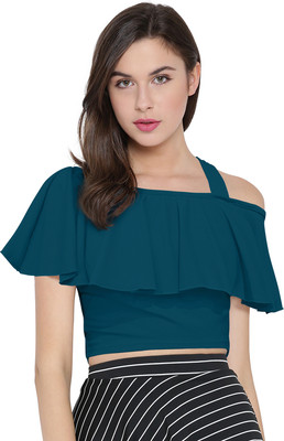JIGNESH TEXTILES Casual Solid Women Blue Top