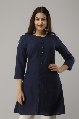 FabbibaPrints Women Solid A-line Kurta(Blue)