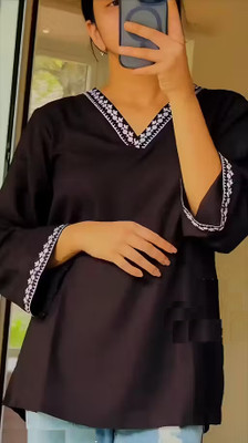 KFASHIONHUB Casual Solid Women Black Top
