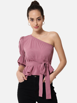 OTIRA Casual Solid Women Pink Top