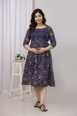 UrbanRang Women Printed Anarkali Kurta(Dark Blue)