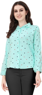 Rosasignora Women Printed Casual Light Blue Shirt