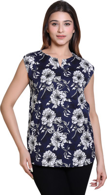 Ogarti Casual Printed Women Dark Blue Top
