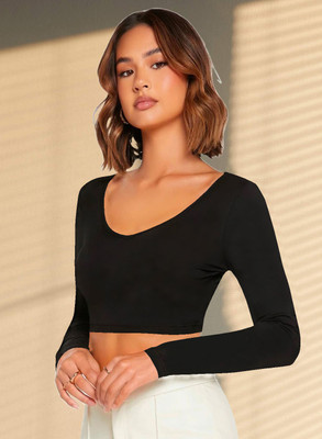 Maheshvi Party Solid Women Black Top