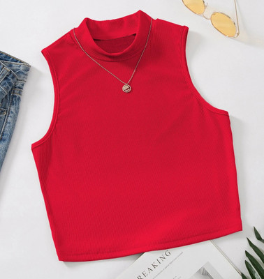 Redamancii Casual Solid Women Red Top