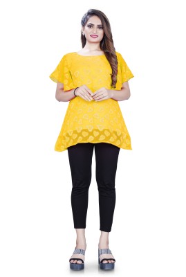 Shalu Fashion Casual Self Design Women Yellow Top