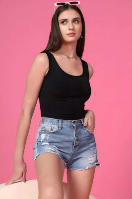 rani Casual Solid Women Black Top
