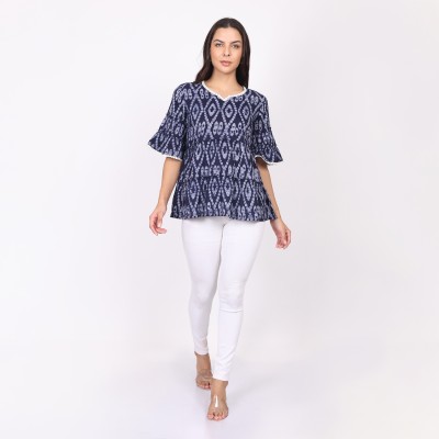 Shades of you Casual Printed Women Grey, Blue Top