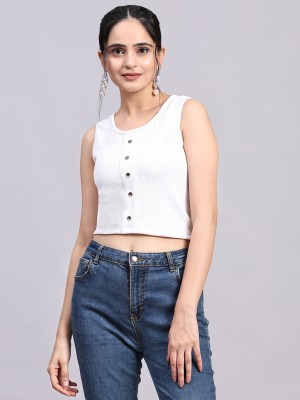 maa creation Casual Solid Women White Top