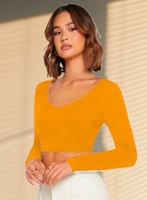 Dream Beauty Fashion Casual Solid Women Yellow Top