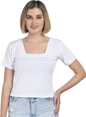 High Cloud Collection Casual Solid Women White Top