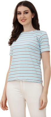 HB Fashion Casual Striped Women Light Blue Top