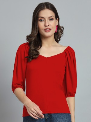 Maheshvi Casual Solid Women Red Top