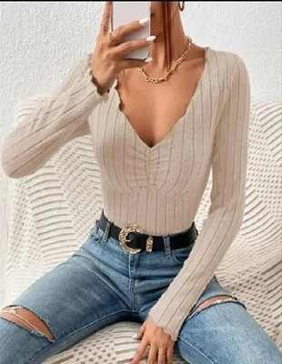 Sovi fashion Casual Striped Women Beige Top