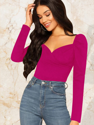 Dream Beauty Fashion Casual Solid Women Pink Top