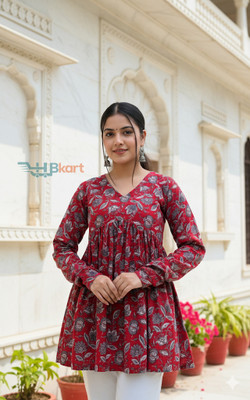 hbkart Women Floral Print A-line Kurta(Black)