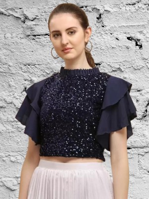 KG FASHION Party Embellished Women Blue Top