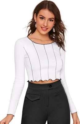 Miroliya Enterprise Casual Striped Women White Top