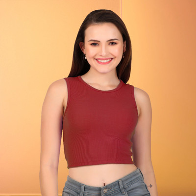 FABS Casual Striped Women Maroon Top