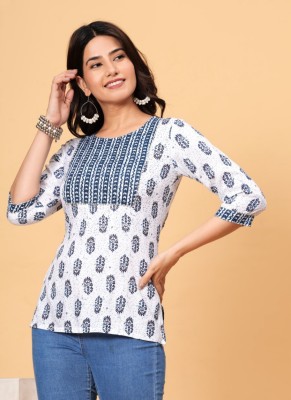 harshwal clothing Casual Printed Women Blue Top