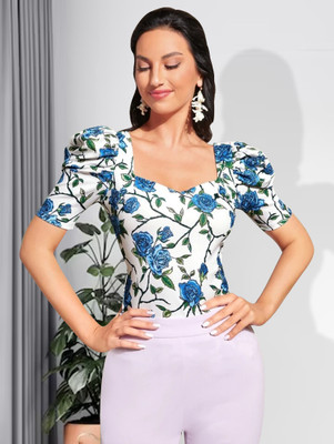 Dream Beauty Fashion Casual Printed Women Blue, White Top