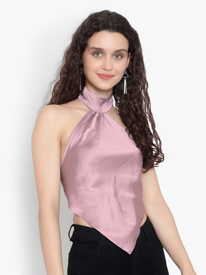 Kiaans creation Casual Solid Women Pink Top