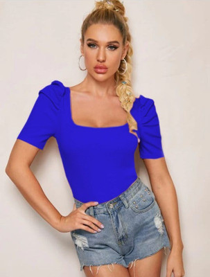 Maheshvi Casual Solid Women Blue Top