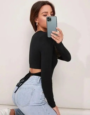 Sovi fashion Casual Self Design Women Black Top