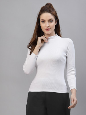 FBAR Casual Self Design Women White Top