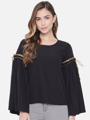 OTIRA Casual Solid Women Black Top
