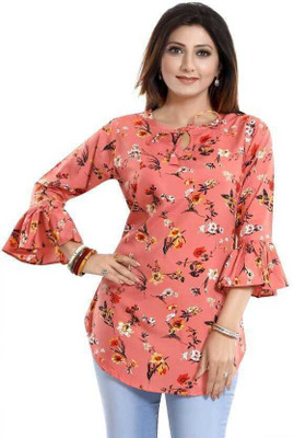 HIALTO Casual Printed Women Orange Top