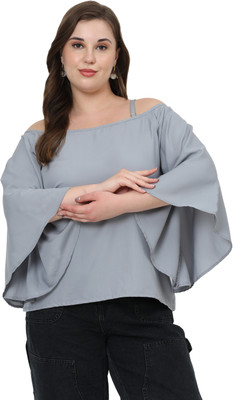 MASSIDESIGN Casual Solid Women Grey Top