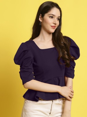 METRONAUT Casual Solid Women Purple Top