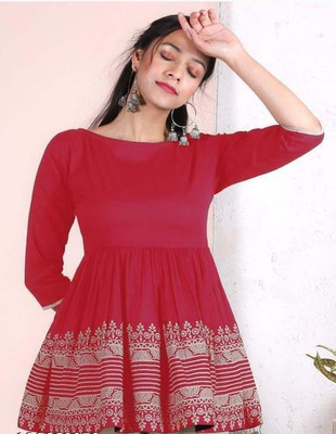 jaiambycreation Casual Printed Women Maroon Top