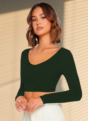 Dream Beauty Fashion Casual Solid Women Dark Green Top