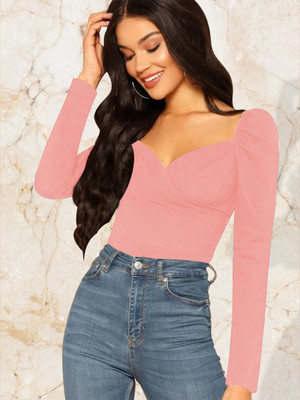 Dream Beauty Fashion Casual Solid Women Pink Top