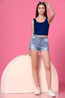 rani Casual Solid Women Blue Top