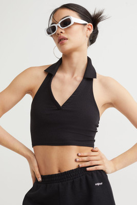 Redamancii Casual Solid Women Black Top