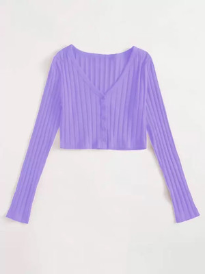 OWN FASHION CLASSIC Casual Self Design Women Purple Top