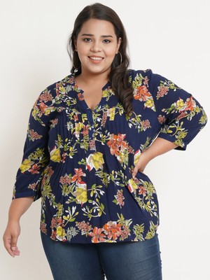 9 impression Casual Printed Women Blue Top
