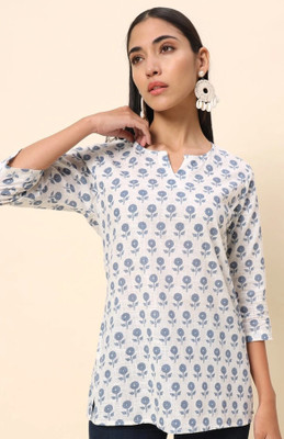 SARANSHI ENTERPRISES Women Printed A-line Kurta(White)