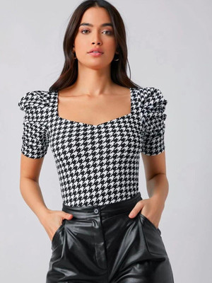 Maheshvi Casual Printed Women Black, White Top