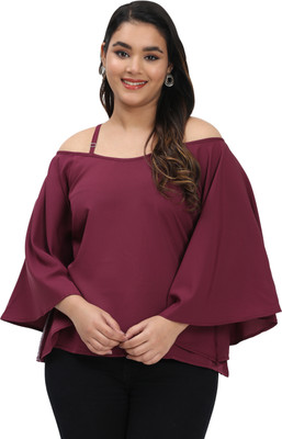 MASSIDESIGN Casual Solid Women Maroon Top