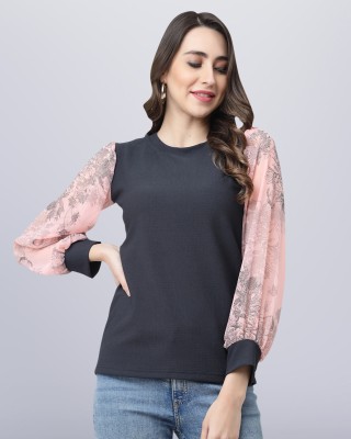 HASMI TRENDZ Casual Solid Women Grey, Pink, Black Top