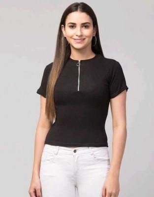 RIHAN CREATION Casual Solid Women Black Top