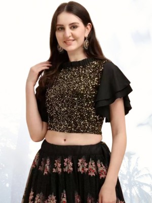 KG FASHION Party Embellished Women Black Top