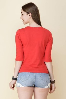 SAIOM Casual Solid Women Red Top