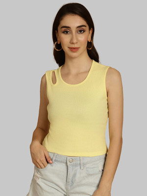 FRISKERS Casual Solid Women Yellow Top