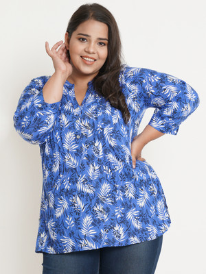 9 impression Casual Printed Women Blue Top