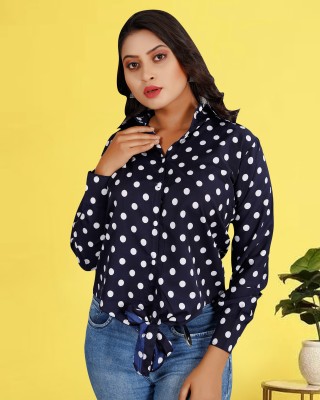 HASMI TRENDZ Casual Printed Women Dark Blue, White Top